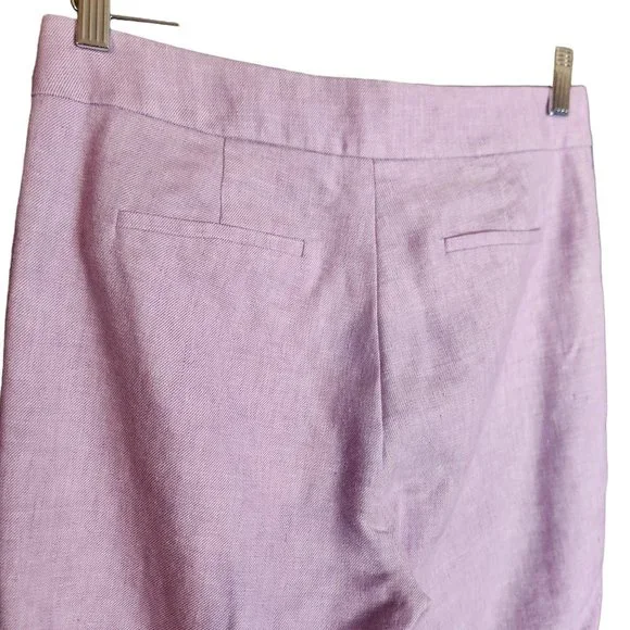 J. Crew Hayden Kickout Crop Pant Stretch Linen Lilac Size 6 - Picture 7 of 12